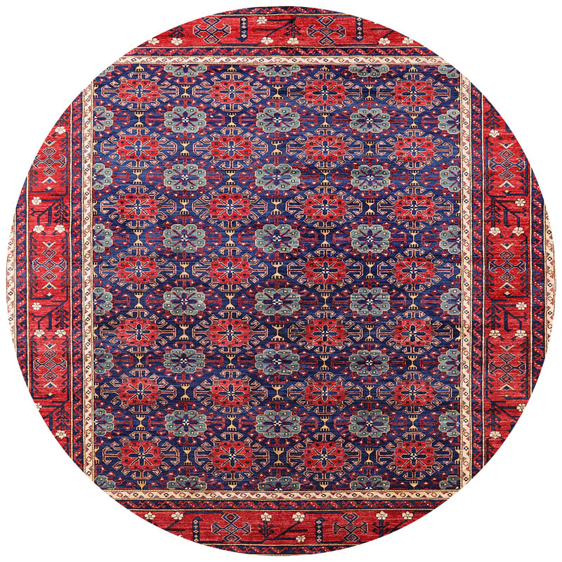 Tapis oriental rouge / bleu Rosier, Rond 4 pi