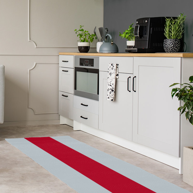 Tapis argent/rouge tissé à plat Los Angeles, Tapis de couloir 2 pi 6 po x 8 pi