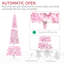 Arbre de Noël artificiel enneigé avec forme de crayon, branches réalistes en pin, lumières DEL blanc chaud, ouverture automatique, rose-115294596