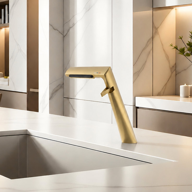 Single-Hole Single-Handle Bathroom Faucet, Brushed Gold