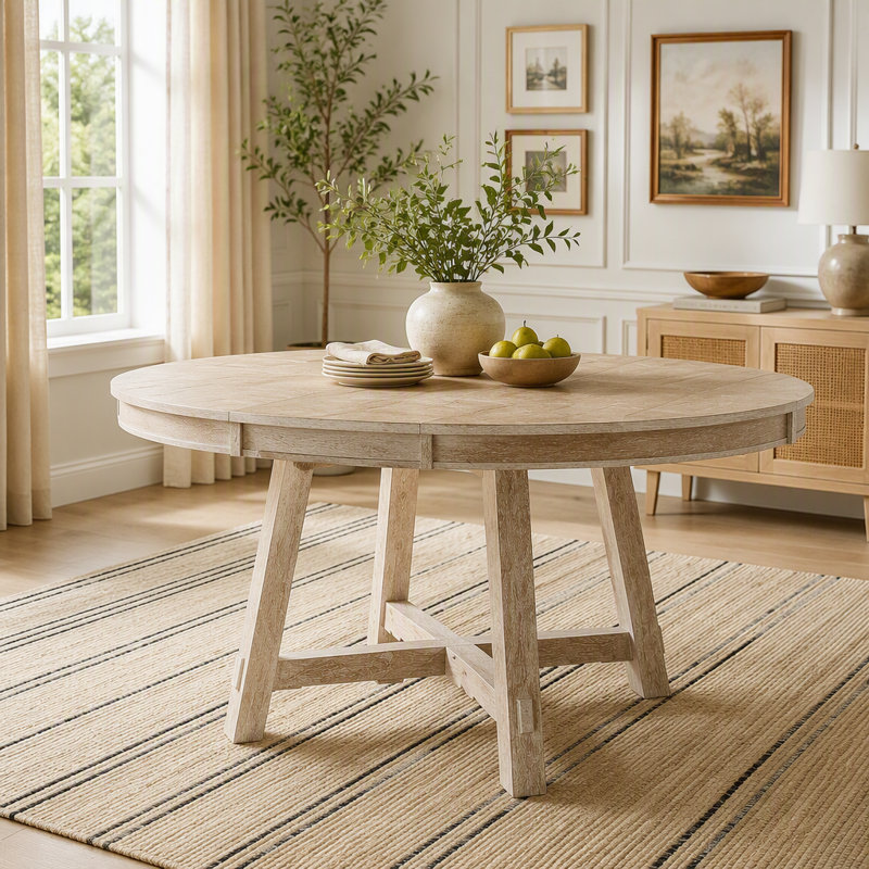 Table de salle à manger extensible Farmhouse, Bois naturel délavé