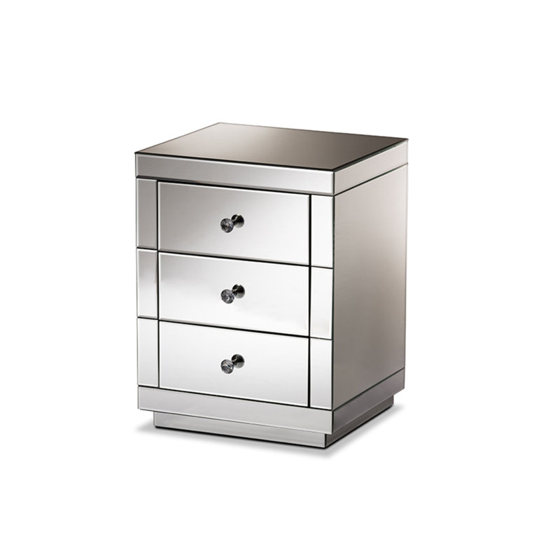 Table de chevet 3 tiroirs en argent