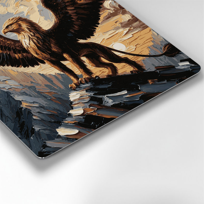 «Sci Fi Griffin» perché sur une montagne, art mural en métal brun, H 12 po x l 12 po