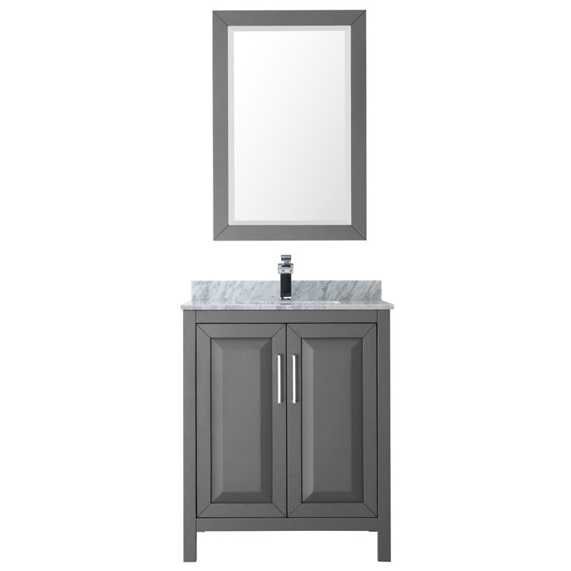 Daria 30'' W Single Vanity, Dark Espresso, Polished Chrome, Carrara Cultured Marble