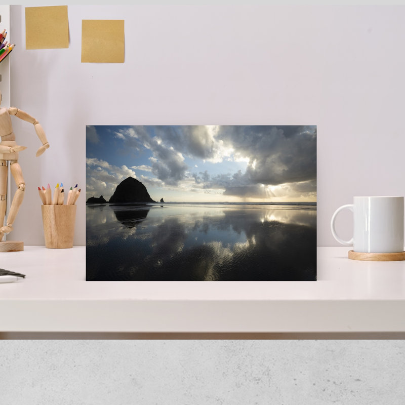 Cloudy Sky Reflecting In Sea Cannon Beach Oregon USA by Dan Merkel - Wrapped Canvas Print, 30.48 cm H x 45.72 cm W