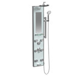 Kihei II 8-in ShowerSpa with 6-Body Jets and Multi-function Handshower and Built-in Mirror Seafoam Glass and Chrome