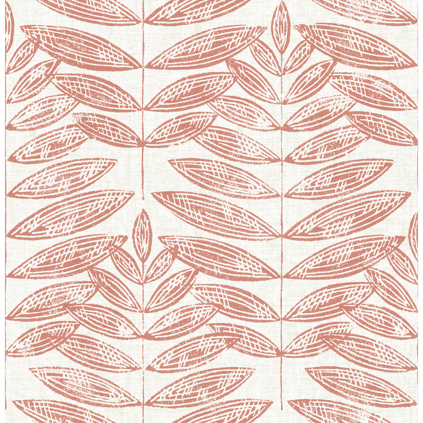 Leaf Wallpaper Roll, Coral