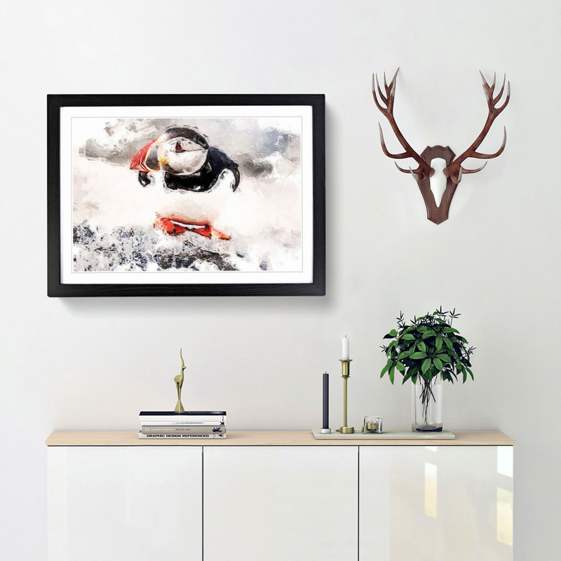Atlantic Puffin - Framed Print, Black Framed, 33cm H x 45cm W x 2cm D