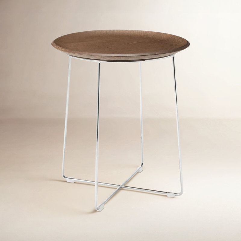 Al Solid Wood End Table, Dark Wood, Black