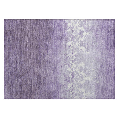 Machine Washable Indoor/Outdoor Xhevrie Purple Rug