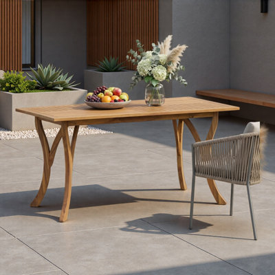 Outdoor 59 Inch Rectangular Solid Wood Table Dining Table