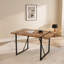Rectangular MDF Dining Table for 4-6 People, 55-Inch, Black Metal Legs, Modern Farmhouse Style, Home Kitchen