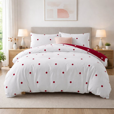 Microfiber Polka Dots Duvet Cover Set