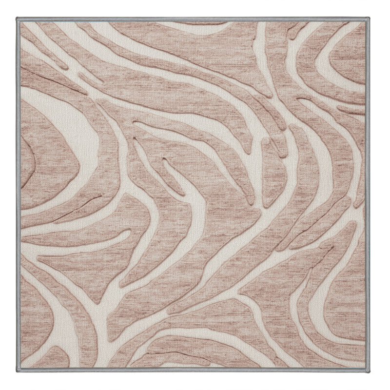 Machine Washable Abstract Gray Area Rug, Square 5'