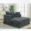 Oversized Corduroy Chaise Longue with Ottoman and Deep Seat-1001694474