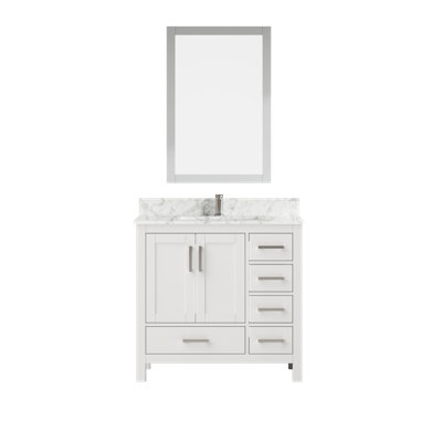 Meuble-lavabo avec lavabo et trou de robinet, armoire avec 2 portes et 5 tiroirs