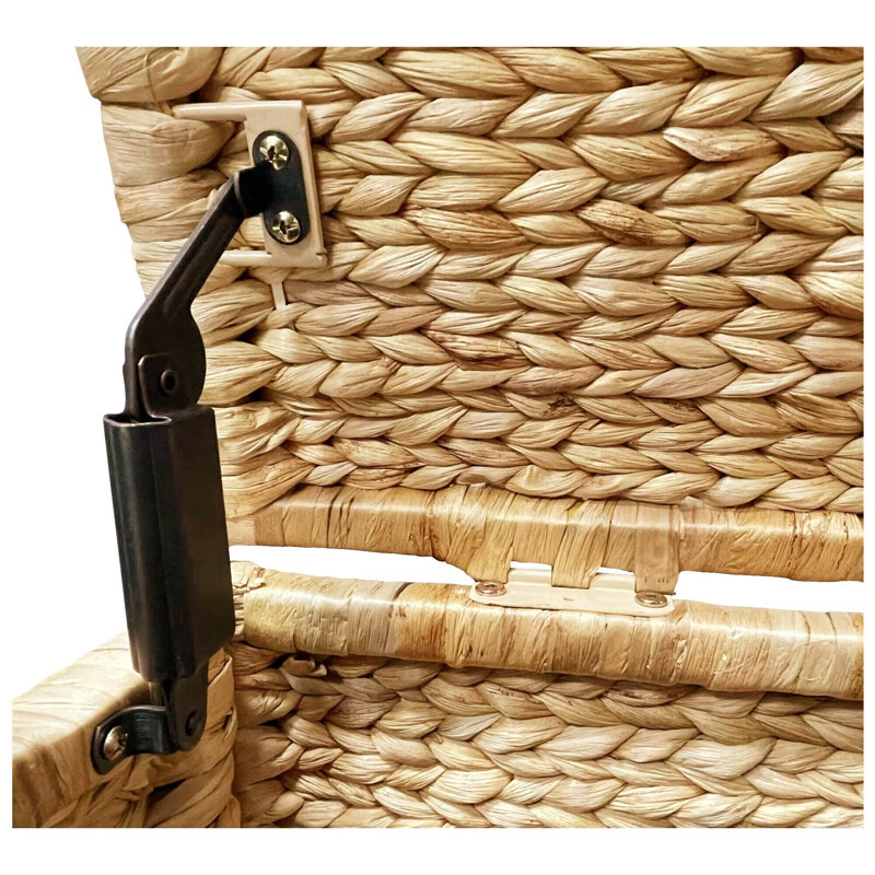 Heavy-duty Water Hyacinth Wicker Storage Trunk with Metal Frame, Natural