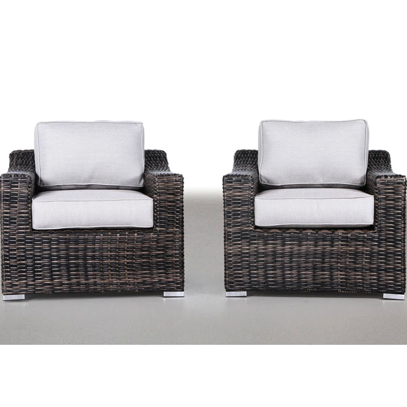 Chaises de patio entièrement assemblées avec une structure en aluminium thermolaqué, tissées à la main et des housses de coussin d'eau amovibles Résistance 2 Design moderne, composition, coussins lavables à la machine