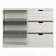 Armoire d'appoint 47 pouces avec 3 tiroirs et 3 tablettes ouvertes, bois blanc