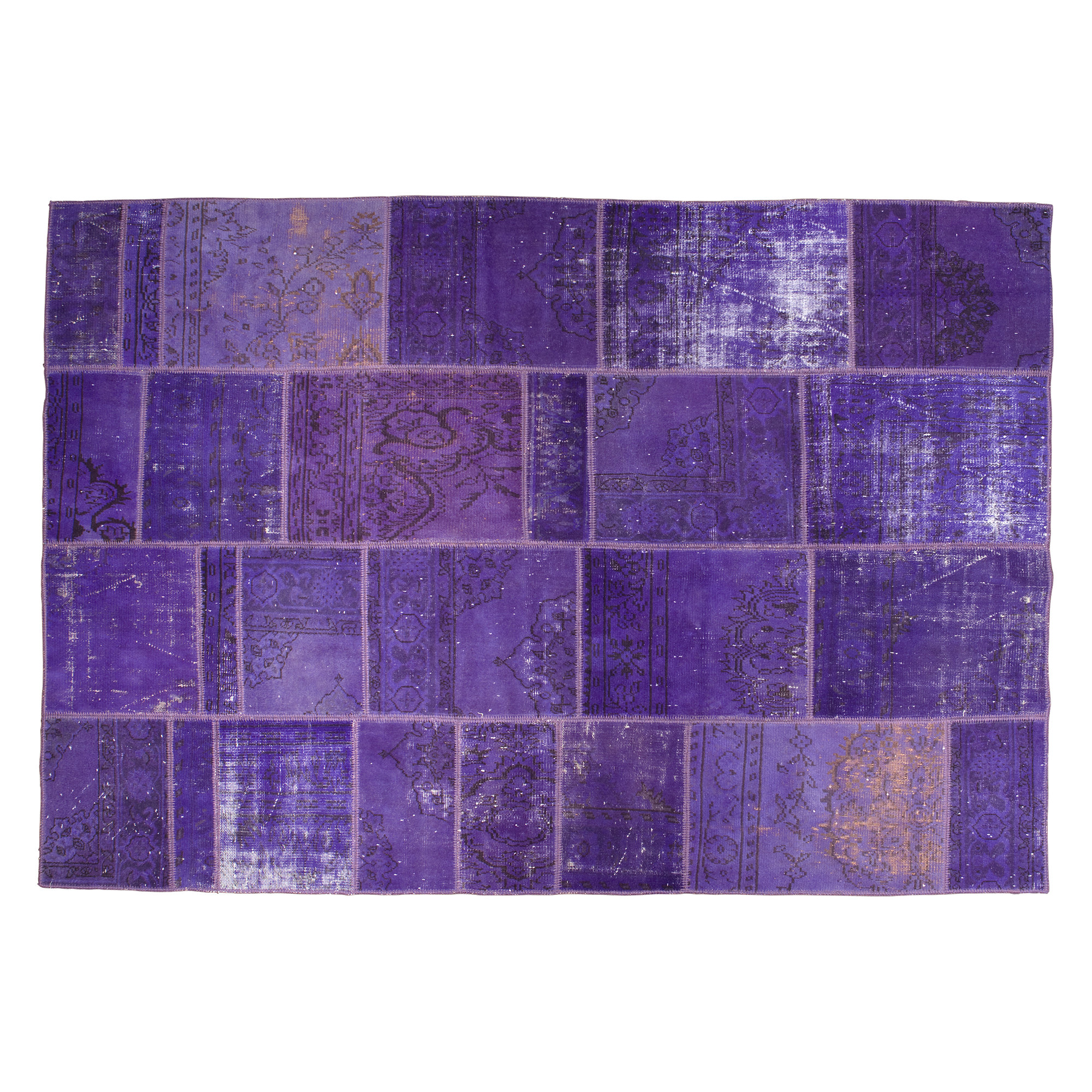 Asia Minor Carpets One-of-a-Kind Patchwork Hand-Knotted Wool Purple Rug ...