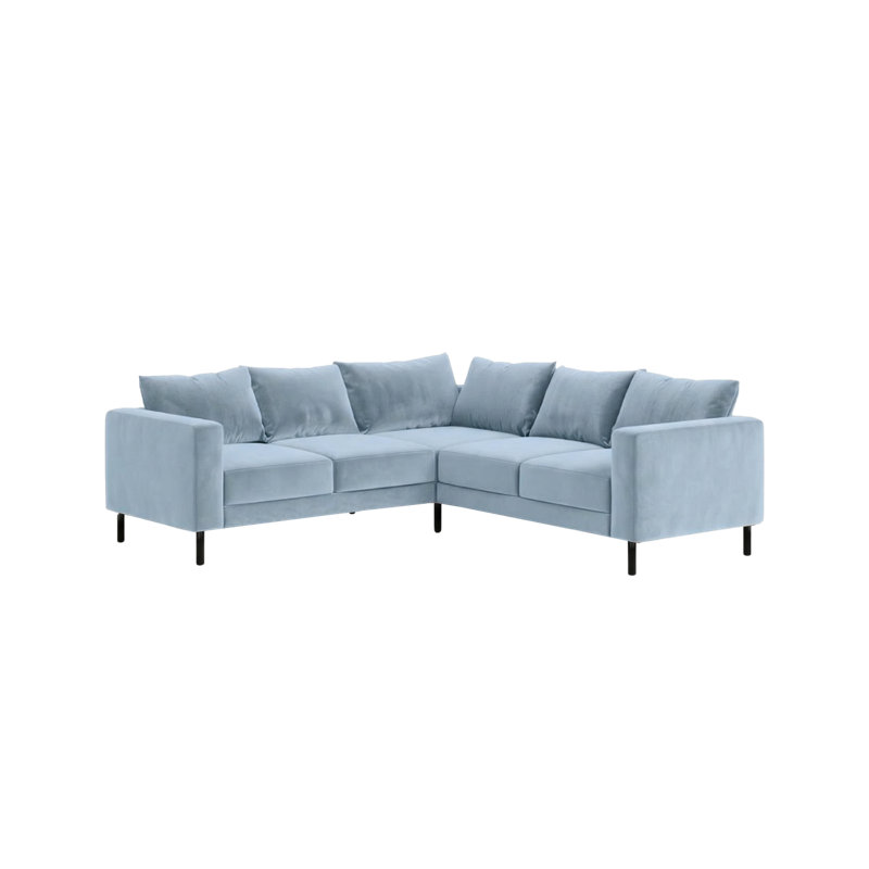 Essential 5-Seat Corner Sectional, Metal, Cornflower Recycled Velvet