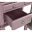 Meuble-lavabo de chambre en or rose avec miroir pliable, cinq tiroirs de rangement et un tabouret rond rembourré, combinaison en bois massif doré contemporain, structure en placage de bouleau