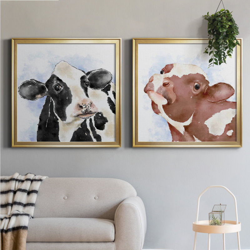 Lily et Betsy I - ensemble de 2 reproductions d'art sur toile, H 30,5 po x l 61 po x P 1,5 po, Toile encadrée d'or