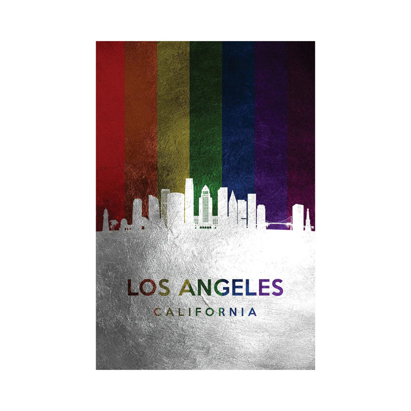 Los Angeles California Spectrum Skyline by Adrian Baldovino - Wrapped Canvas Print, 66.04 cm H x 45.72 cm W x 3.175 cm D
