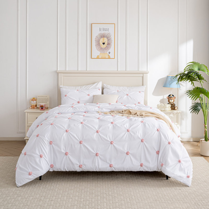 Ensemble de housse de couette Graceful, Housse de couette simple + 1 taie décorative, Rose