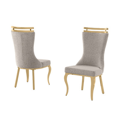 Boucle Dining Chairs With Polished Chrome Frame