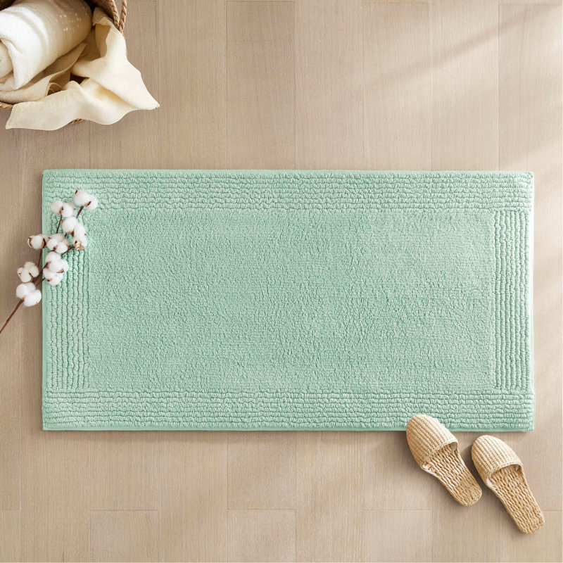 1 PCS 17X24" 100% Cotton Tufted 3000 GSM Reversible Bath Rug Green, Rectangle 1'5" x 2'