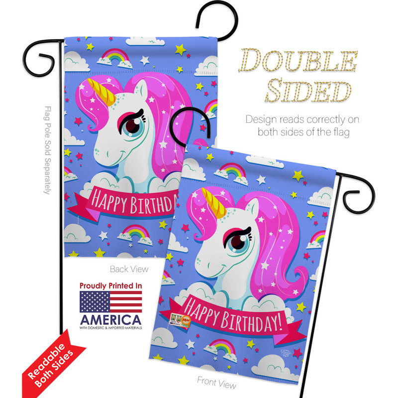 Ensemble de drapeaux 19 x 13 po Magical Unicorn Birthday