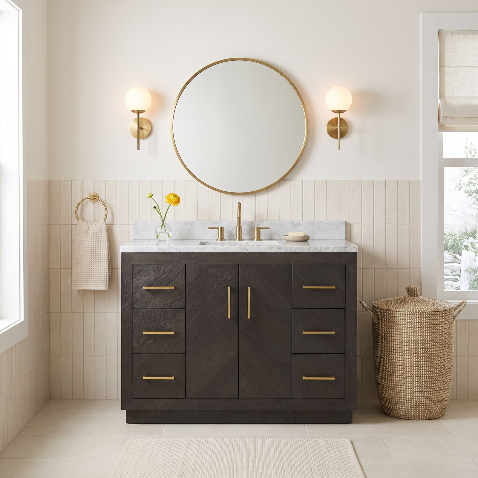 Sadelle 48'' Single Bathroom Vanity, Dark Oak