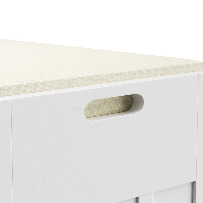 Banc de hall d'entrée 43,5 "avec rangement pour chaussures et coussin cachés, Blanc