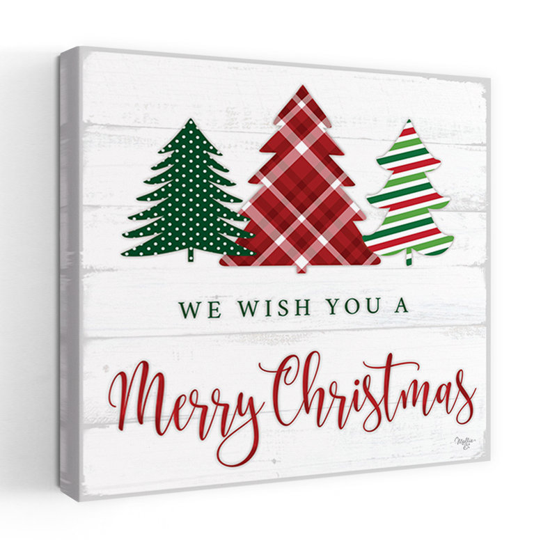 We We You A Merry Christmas, arbre de Noël contemporain abstrait, art d'hiver, H 24 po x l 24 po