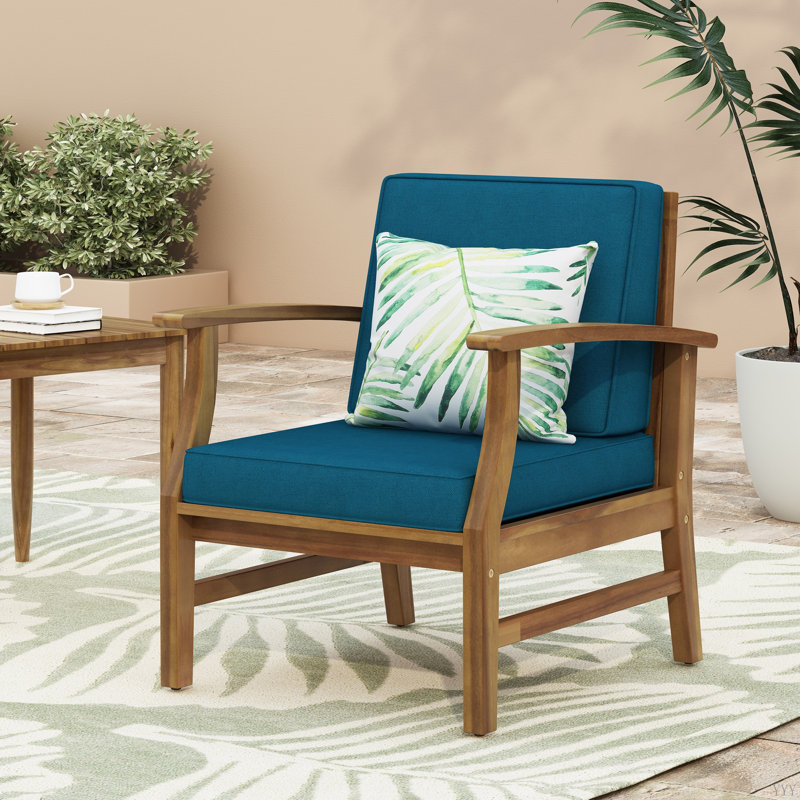 Fauteuil club Perla, Bois, Bleu