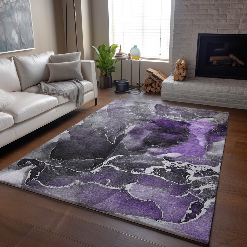 Tapis mauve Premium lavable à la machine Cerrito AMF503, Rectangle 2 pi 6 po x 3 pi 10 po