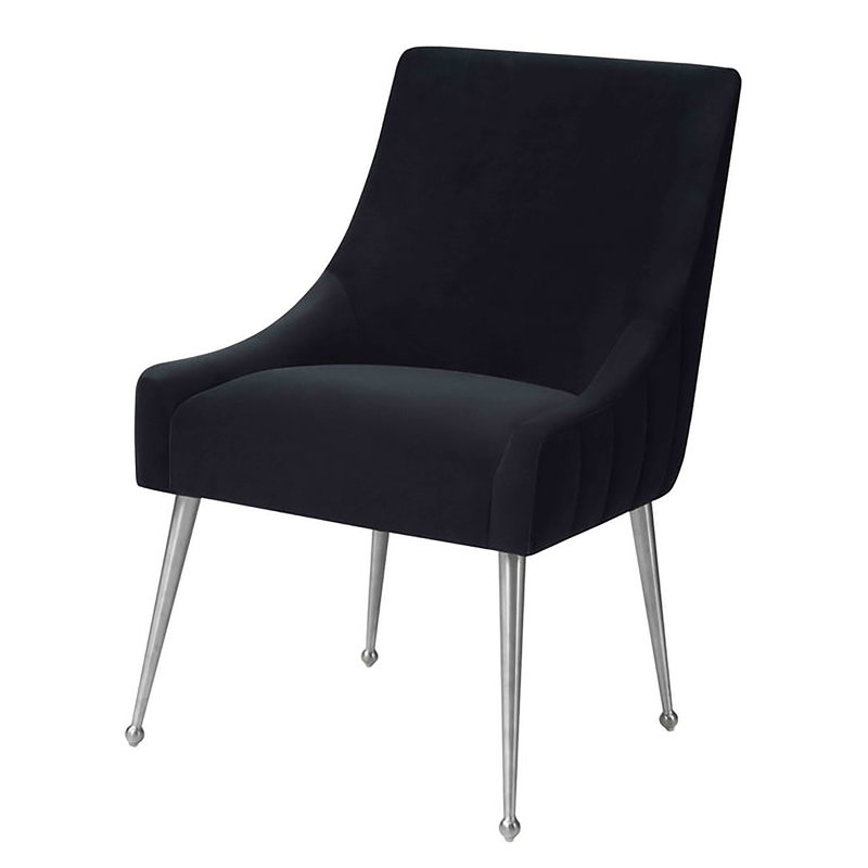 Firkins 18.5'' H Velvet Upholstered Side Chair, Silver, Black