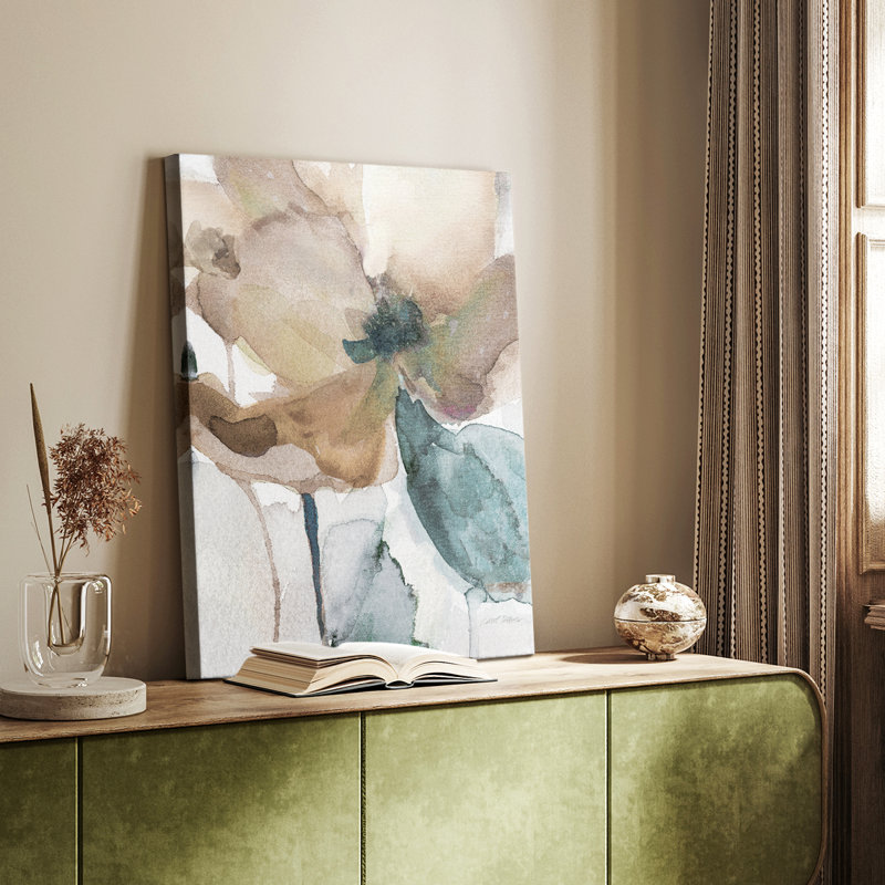 Aquarelle coquelicot I - galerie Cavas, H 36 po x l 24 po