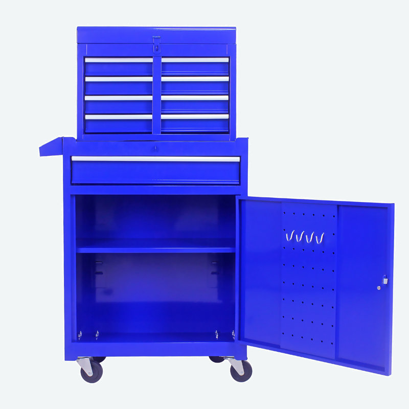 22.95" W Detachable 5 Drawer Tool Chest with Bottom Cabinet and One Adjustable Shelf, Blue