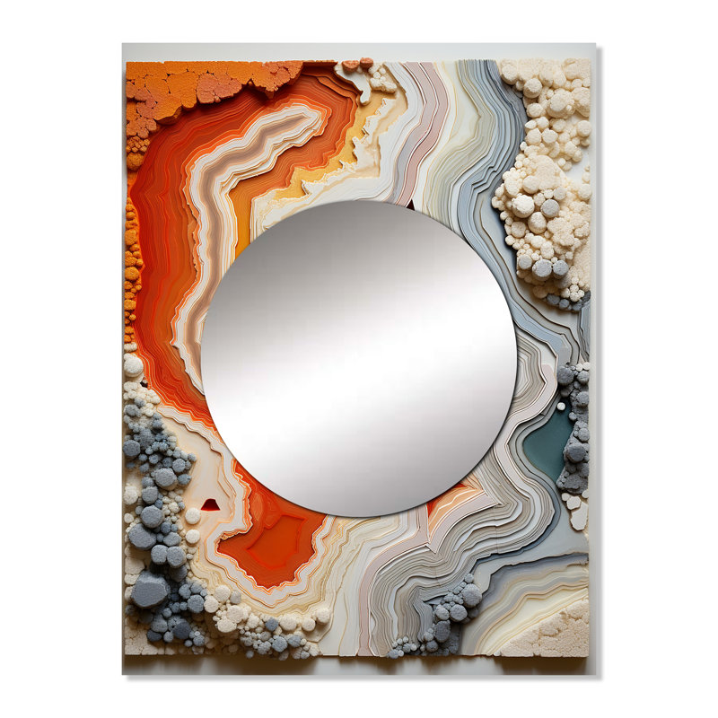Zabian beige et pêche pierre Geode Simplicity II - miroir décoratif en pierre géode, 32 po x 24 po