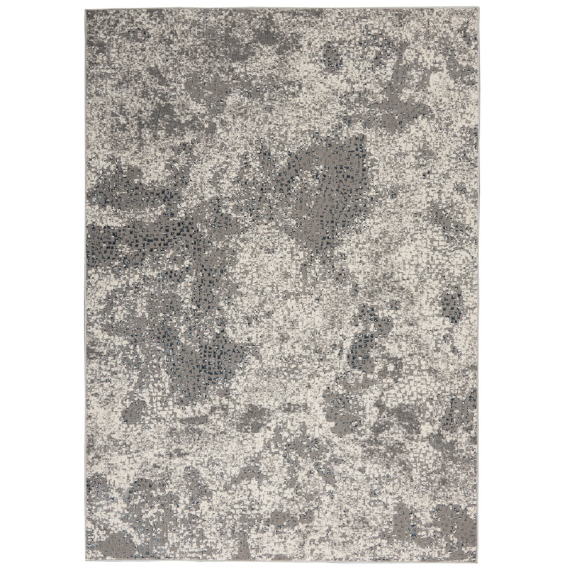Abstract Area Rug in Gray, Rectangle 4' x 6'