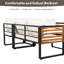 Canapé d'angle extérieur 5 places en forme de L (193 cm) avec table basse et coussins moelleux, ensemble de conversation pour patio avec structure en acier et en bois-1032421350