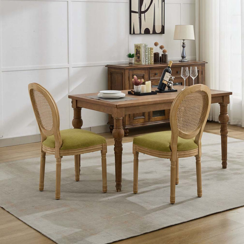 Chaise de salle à manger en bois massif, Vert olive