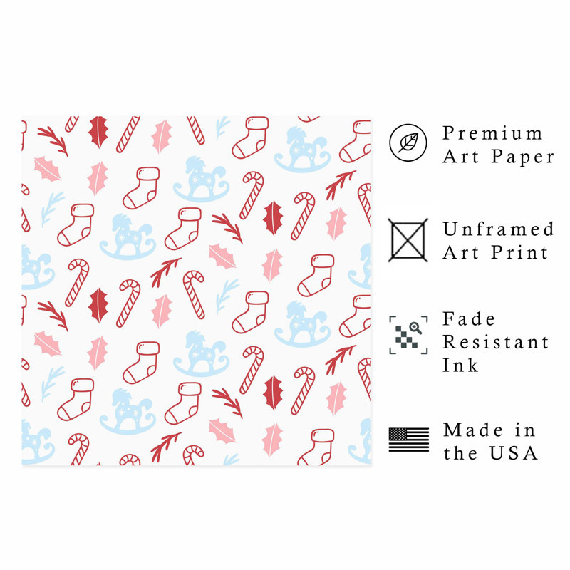 «Holiday Christmas Candy Cane», reproduction d'art moderne sans cadre
