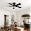 Ventilateur de plafond contemporain réversible à télécommande à 5 pales et 6 vitesses de 46 pouces avec ensemble de lumières DEL noir mat-130156559-130156557