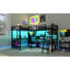 Lit mezzanine simple en métal en forme de L avec DEL, tablettes de rangement, 2 stations de charge et 2 bureaux intégrés, noir