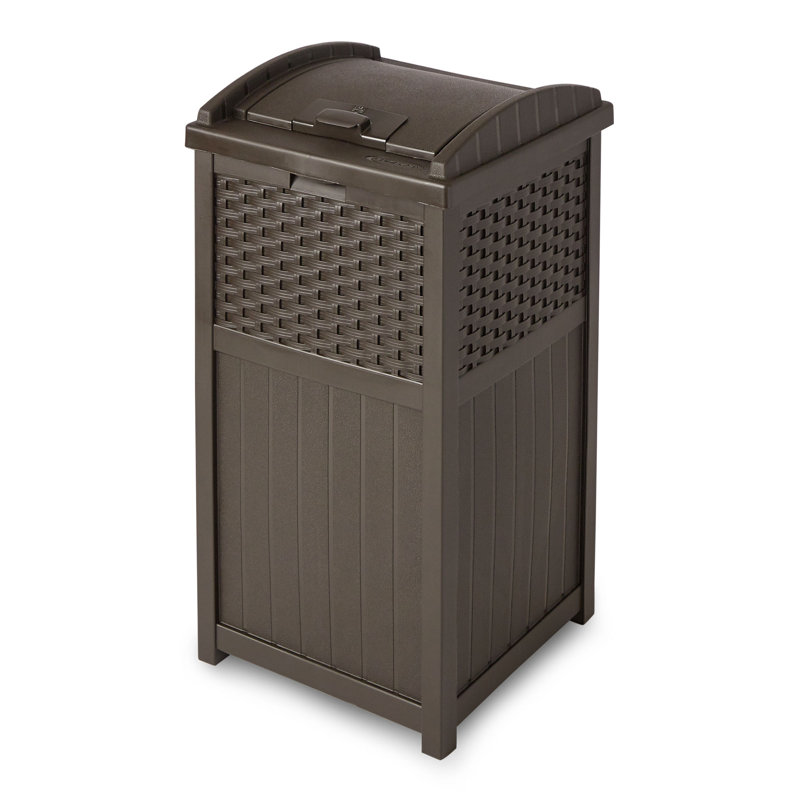 Java Brown 30 Gallon Plastic Outdoor Garbage Can with Lid
