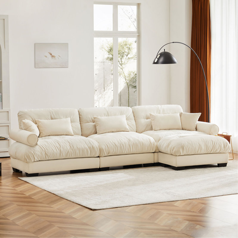 Canapé modulaire en velours surdimensionné Comfort, Crème