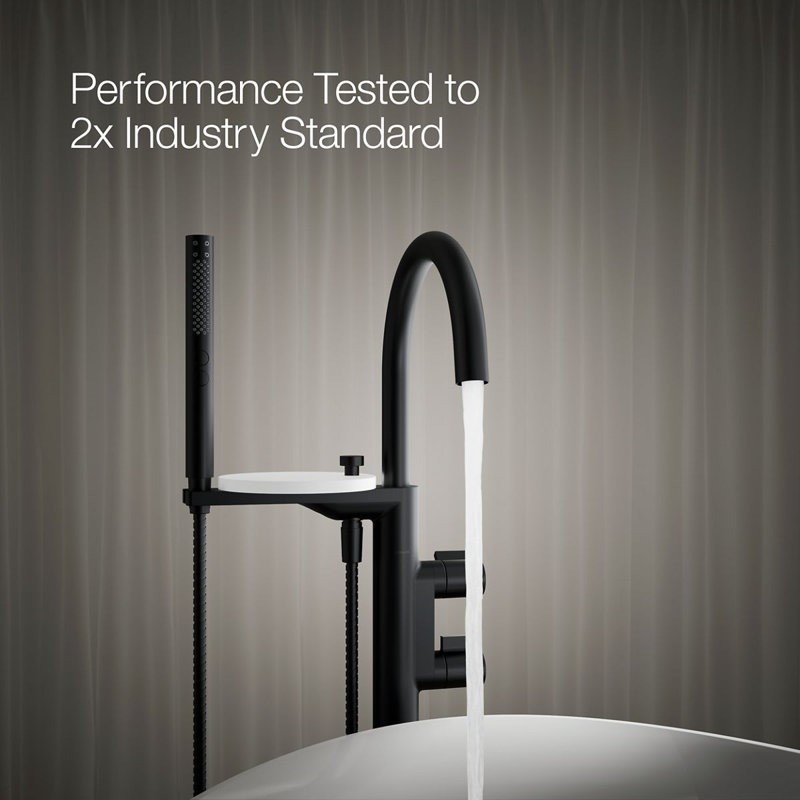 Components Floor-Mount Bath Filler Trim, Matte Black, Knob Handle